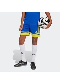 Trainingsshorts adidas Performance "SQUA25 SHO Y", Damen, Gr. 164, N-Gr, gelb (royal blau, team gelb,), Obermaterial: 100% Polyester, Hosen Trainingsshorts