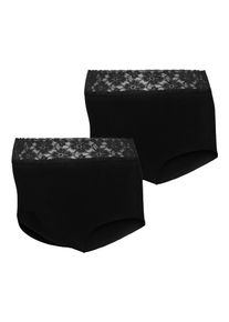 High-Waist-Hipster MAMALICIOUS "MLHEAL HW LACE PANTIES 2-P NOOS", Damen, Gr. L (XL), 2 Stk., schwarz (schwarz pack:schwarz), Jersey, Obermaterial: 79% Baumwolle, 15% Polyamid, 6% Elasthan, unifarben, Unterhosen High-Waist-Hipster