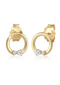Paar Ohrstecker Elli DIAMONDS "Ohrringe Ohrstecker Kreis Diamant (0.04 ct) 585 Gelbgold" Gr. 8, gold, Ohrringe, Damen, Gelbgold 585, Paar Ohrstecker