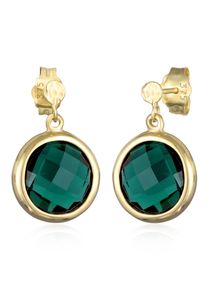 Paar Ohrstecker Elli Premium "Ohrringe Quarz Green Edelstein Ohrstecker 375 Gelbgold" Gr. 17, gold, Ohrringe, Damen, mit Stein, Gelbgold 375, Paar Ohrstecker