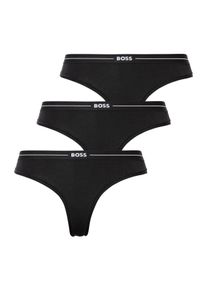 String BOSS "3P THONG", Damen, Gr. S (36), 3 Stk., schwarz (schwarz 001), Jersey, Obermaterial: 90% Baumwolle, 10% Elasthan, unifarben, k&ouml;rpernah, Unterhosen String, mit BOSS Logobund