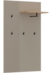 Garderobenpaneel Home Affaire "Luminara", cashmere (beige), eiche, B:85cm H:133cm T:26cm, Holzwerkstoff, MDF, Metall, Garderobenpaneele, Garderobenpaneel, Wandgarderobe breit mit eleganter Rillenoptik - (B/T/H) 85/26/133 cm