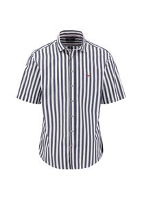Kurzarmhemd Fynch-Hatton, Herren, Gr. 3XL, N-Gr, marine, Web, Obermaterial: 100% Baumwolle, gestreift, regular fit normal, ohne Ausschnitt, gerader Abschluss, Hemden Kurzarmhemd, mit Logo Stickerei