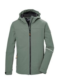 Softshelljacke Killtec "KOS 143 BYS SFTSHLL JCKT", Jungen, Gr. 140, gr&uuml;n (olivgr&uuml;n), Oberseite: 92% Polyester, 8% Elasthan.R&uuml;ckseite: 100% Polyester.Futter: 100% Polyester, Jacken Softshelljacke, Wind- und wasserabweisende, atmungsaktive, PFAS-freie Kinderjacke