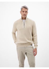 Strickpullover Lerros "Herren Troyer - casual, modisch und bequem", Herren, Gr. L, tender beige melange, 100% Baumwolle, ohne Ausschnitt, Pullover Strickpullover