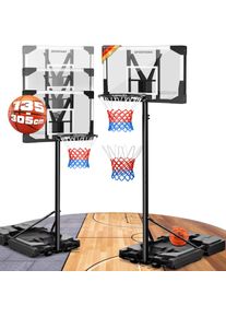 Sportana Basketballkorb Outdoor h&ouml;henverstellbar 135 &ndash;305 cm stabil wetterfest mit St&auml;nder 60 kg Sockel Rollen