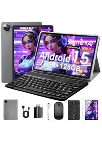 10 Inch Tablet for productivity and entertainment aluminum-gray matte finish Android 15 with 24GB RAM + 128GB ROM 1TB expandabl