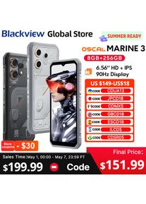 Blackview Oscal MARINE 3 Rugged Smartphone 6.56-inch HD+ IPS 90Hz Display 5000mAh Android 16 MTK Helio G81 NFC 256GB Cellphone