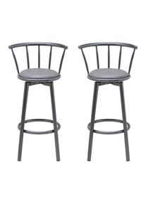Barhocker-Set Fabio Grau Lederlook Gepolstert