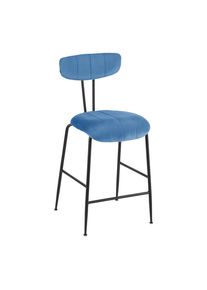 Barhocker Tylor Blau Samt Gepolstert