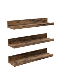 Mid.you Wandregalset, Dunkelbraun, Holzwerkstoff, 38x5x10 cm, h&auml;ngend, Wohnzimmer, Regale, Wandregale