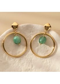 Holzkern Earrings Women Gold and Aventurine