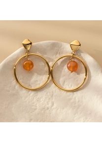 Holzkern Earrings Women Gold and Agate