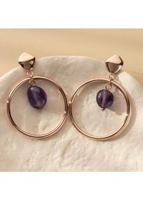 Holzkern Earrings Women Rose Gold and Amethyst