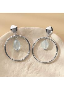 Holzkern Earrings Women Silver and Aquamarine
