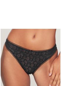 String Lascana, Damen, Gr. 32/34, blau (schwarz), Spitze, Obermaterial: 77% Polyamid, 23% Elasthan, Unterhosen String, aus Spitze in Kussmund-Optik