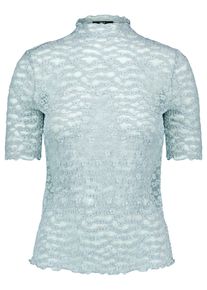 Rundhalsshirt Zero "Spitzenshirt kurzarm", Damen, Gr. 42, silber blau, Obermaterial: 57% Baumwolle CO. 35% Polyamid PA. 8% Elasthan EL., Shirts Rundhalsshirt