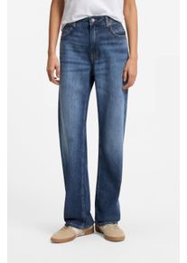 Straight-Jeans BOSS Orange "ADA HR 13.0 Premium Damenmode", Damen, Gr. 26, L&auml;nge 32, dunkelblau 402, Denim/Jeans, Obermaterial: 100% Baumwolle, unifarben, straight fit lang, Jeans Straight-Jeans, High Rise, locker geschnitten