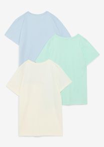 bonprix Tricou din bumbac 100% (set/3 buc.), alb, 128/134
