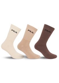 Tennissocken Fila "UNISEX CREW TENNIS FULL TERRY SOCKS", Damen, Gr. 43-46, mocha mousse, Baumwollmischung, normal, Socken Tennissocken, mit dezentem Logoschriftzug