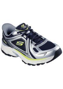 Slip-On Sneaker Skechers "STAMINA SPORT", Herren, Gr. 46, navy, silberfarben, Leder, Mesh, Schuhe Slip-On Sneaker, Trainingsschuh, Retro Sneaker mit Slip-ins