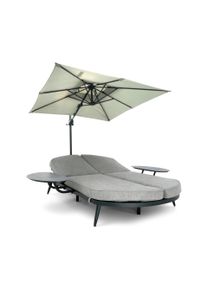 Leco Sonnenliege mit Ampelschirm - 240x253x240cm - anthrazit - Aluminium / Polyester / Schaumstoff