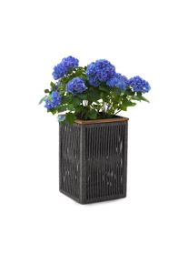 Tchibo - Pflanztopf mit Textilgeflecht - 32,7x31,7x50,5cm - anthrazit - Akazienholz / Polypropylen / Stahl
