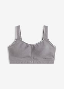 Reggiseno sportivo con sostegno medio in tessuto dalla mano simile al cotone, Grigio, Taglia 105D, bonprix