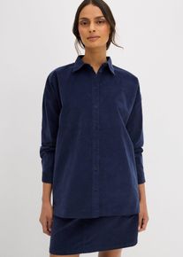 Camicia oversize in velluto a coste, Blu, Taglia 46, bonprix