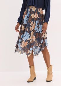 Gonna midi di chiffon con orlo asimmetrico, Blu, Taglia 58, bonprix