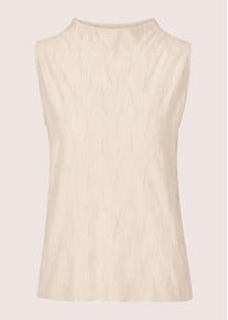 Madeleine Mode Kurzarmshirt MADELEINE "Shirt Kurzarm-Bluse mit Stehkragen, strukturiert", Damen, Gr. 34, wei&szlig; (perlwei&szlig;), Obermaterial: 100% Polyester PES., Modern, figurumspielend, Shirts Kurzarmshirt, Offene Saumkante