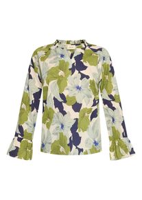 R&uuml;schenbluse Cartoon "R&uuml;schenbluse mit Muster", Damen, Gr. 36, wei&szlig; (wei&szlig;, mint), Obermaterial: 55% Baumwolle CO. 45% Lyocell CLY., Blusen R&uuml;schenbluse