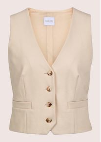 Madeleine Mode Kurzweste MADELEINE "Weste Kurze Weste mit floralem Muster", Damen, Gr. 38, grau (kiesel), Obermaterial: 65% Viskose CV. 30% Polyamid PA. 5% Elasthan EL., Modern, normal, V-Ausschnitt, Westen Kurzweste