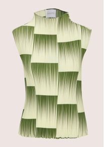 Madeleine Mode Blusentop MADELEINE "Blusentop Plisseebluse mit grafischem Muster", Damen, Gr. 38, wei&szlig; (perlwei&szlig;, thymian, multicolor), Obermaterial: 100% Polyester PES., Modern, Blusen Blusentop, Block-Optik