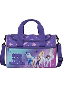 Sporttasche Scooli "Jurassic World", M&auml;dchen, Gr. B/H/T: 35cm x 23cm, lila (unicorn academy), Polyester, Taschen Sporttasche