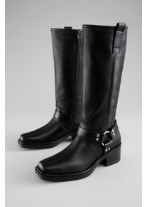 Stiefel ANISTON SHOES, Damen, Gr. 40, Textil, Normalschaft, schwarz, Lederimitat, Schuhe Stiefel, Bikerstiefel mit Innen-Rei&szlig;verschluss