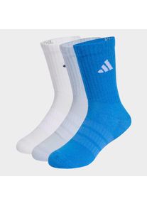 Funktionssocken adidas Performance "C KD CRW 3P", Kinder, Gr. 25-27, crystal sky, wei&szlig;, ray blau, Obermaterial: 63% Baumwolle, 32% Polyester, 4% Elasthan, 1% Polyamid, Socken Funktionssocken
