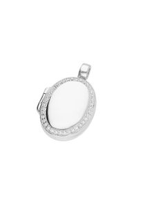 Medallionanh&auml;nger "Anh&auml;nger Medaillon oval mit Zirkonia, Silber 925", silber, Giorgio Martello MILANO, Charms, Damen, Silber 925 (Sterlingsilber), Medallionanh&auml;nger