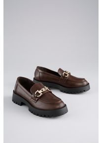 Loafer ANISTON SHOES, Damen, Gr. 37, braun (dunkelbraun), Lederimitat, Schuhe Loafer, Slipper, Halbschuh mit Bequemweite G (=weit)
