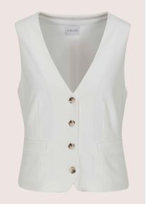 Madeleine Mode Kurzweste MADELEINE "Weste Kurze Weste mit floralem Muster", Damen, Gr. 34, wei&szlig;, Obermaterial: 65% Viskose CV. 30% Polyamid PA. 5% Elasthan EL., Modern, normal, V-Ausschnitt, Westen Kurzweste