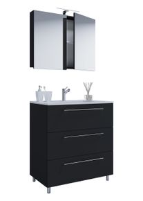 Waschtisch Vcm "3-tlg. Waschplatz Waschtisch Badinos Schublade SP", schwarz, B:60cm T:46cm, Waschtische, Waschtisch