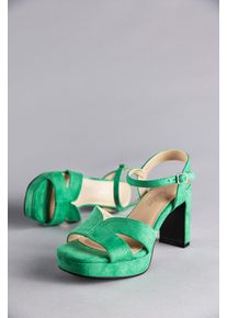 High-Heel-Sandalette ANISTON SHOES, Damen, Gr. 42, gr&uuml;n, Textil, Schuhe High-Heel-Sandalette, Sommerschuh, Abendsandale, Plateau, Topseller