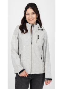 Funktionsjacke DEPROC Active "SHELBY PEAK XII Outdoorjacke", Damen, Gr. 54 (XXL), sanftes wei&szlig;, 100% Polyester, tailliert, gerader Abschluss mit Klettverschl&uuml;ssen, Jacken Funktionsjacke, leichte Softshelljacke mit All-Over-Print und abnehmbarer Kapuze