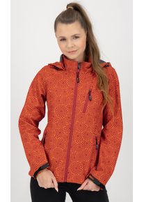 Funktionsjacke DEPROC Active "SHELBY PEAK XII Outdoorjacke", Damen, Gr. 40/42 (M), chilli, 100% Polyester, tailliert, gerader Abschluss mit Klettverschl&uuml;ssen, Jacken Funktionsjacke, leichte Softshelljacke mit All-Over-Print und abnehmbarer Kapuze