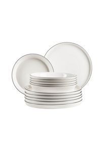 M&auml;ser Tafelservice M&Auml;SER "Sita", wei&szlig; (wei&szlig;, schwarz), 12, Geschirr-Sets, Tafelservice