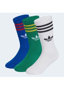 Sportsocken adidas originals "CREW SOCK 3P", M&auml;dchen, Gr. 31-33, collegiate royal, bold gr&uuml;n, wei&szlig;, Obermaterial: 60% Baumwolle, 27% Polyester, 8% Polyamid, 5% Elasthan, Socken Sportsocken