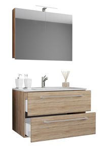 Waschtisch Vcm "3-tlg. Waschplatz Waschtisch Badinos Schublade SP", braun (sonoma, eiche (s&auml;gerau)), B:60cm T:46cm, Waschtische, Waschtisch