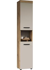 Hochschrank Welltime "Isera", kaschmir, evoke eiche, B:36cm H:184cm T:31cm, Holzwerkstoff, Schr&auml;nke, Hochschrank, Badschrank mit 2 T&uuml;ren und 1 offenem Fach &ndash; (B/T/H) 36 /31/184 cm