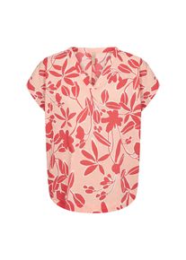 Kurzarmbluse soyaconcept "SC-FEODORA 3", Damen, Gr. XL, salmon combi, Web, Obermaterial: 100% Baumwolle, gemustert, normal, V-Ausschnitt, Blusen Kurzarmbluse, Baumwolle