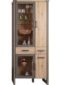 Stauraumvitrine Home Affaire "Mia", braun, B:89cm H:212cm T:42cm, FSC-zertifizierter Holzwerkstoff, Schr&auml;nke, Stauraumvitrine, Modernes Design